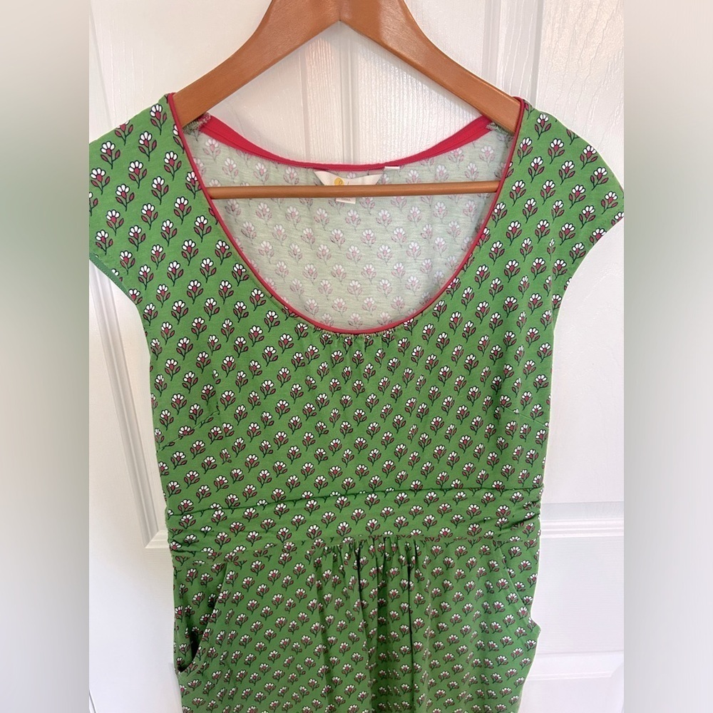 Boden Green Floral Margot Jersey Dress size 8R - Picture 5 of 7